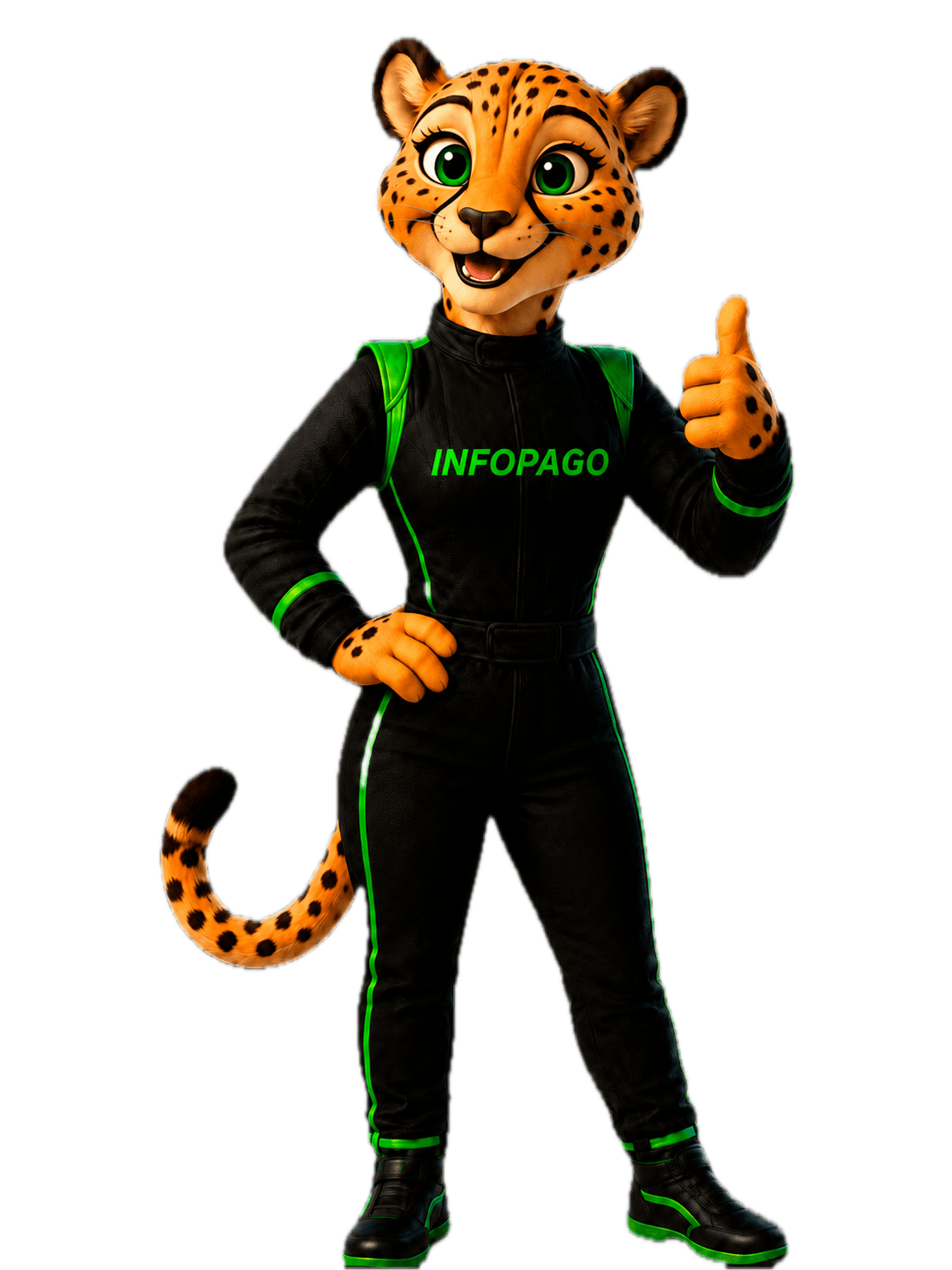 Mascote da Infopago aprovando o licenciamento com um joinha
